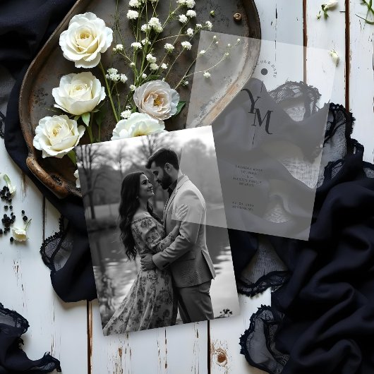 Graceful Vellum Transparency Elegant Black & White ベラム紙招待状