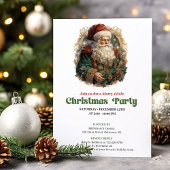 Graceful Victorian Santa Christmas party invite 招待状