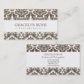 Gracelynブラウンのダマスク織のシックな名刺 名刺 (正面/裏面)