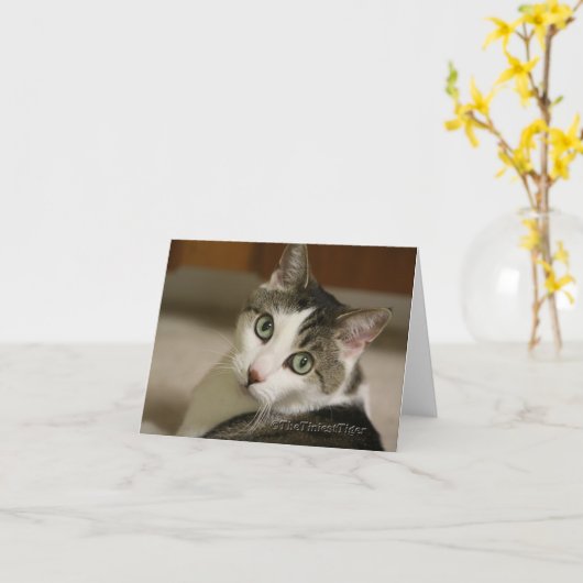 Graceyの最も小さいトラのメッセージカード カード (黄色い花)