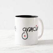 Graciasのマグは白黒感謝していしています ツートーンマグカップ (正面右)