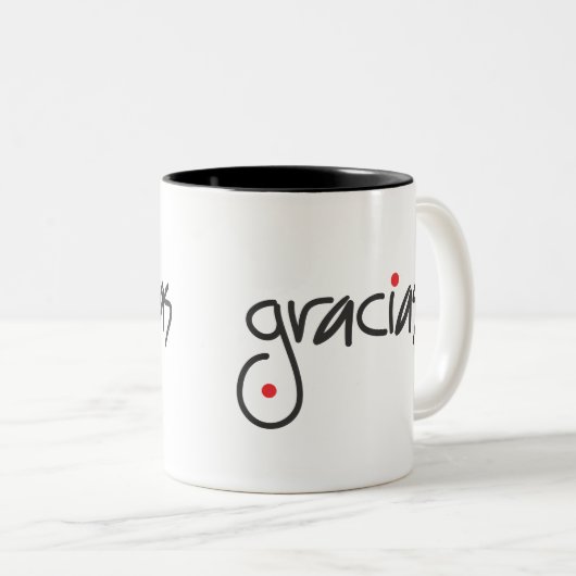 Graciasのマグは白黒感謝していしています ツートーンマグカップ (正面右)