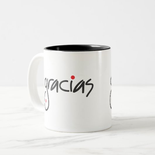Graciasのマグは白黒感謝していしています ツートーンマグカップ (正面左)