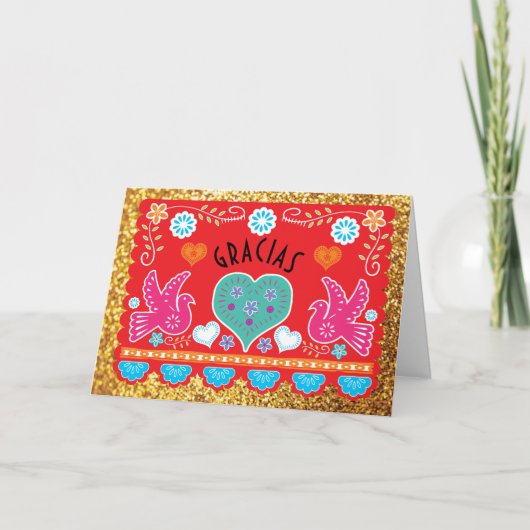 GraciasはメッセージカードPapel Picado感謝していしています サンキューカード (正面)