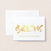 Graciasスクリプスペインのト感謝していユ金ゴールド 箔カード (封筒付き正面)