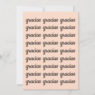 Graciasスペインのレトロピンクブラックスクリプトサンキュー カード
