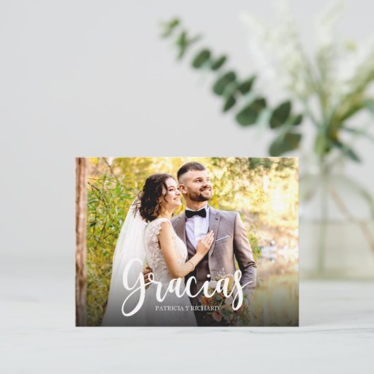 Gracias写真エレガントなウェディングスペインのありがとう ポストカード (スタンド正面)