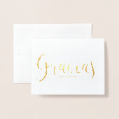 Gracias写真エレガントなウェディングスペインのありがとう 箔カード (封筒付き正面)