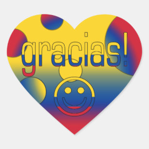 Gracias! コロンビアの旗はポップアートを着色します ハートシール