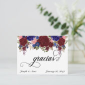 Gracias 結婚 Navy Burgundyに感謝スペインの。 ポストカード (スタンド正面)