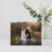 Gracias Chic Script 結婚's Thank You Photo ポストカード (スタンド正面)