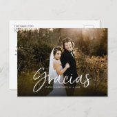 Gracias Chic Script 結婚's Thank You Photo ポストカード (正面/裏面)