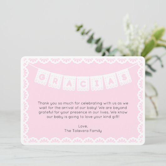 Gracias Cielito Lindo Pink赤ちゃんシャワーありがとう 招待状 (スタンド正面)