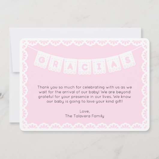 Gracias Cielito Lindo Pink赤ちゃんシャワーありがとう 招待状 (正面)