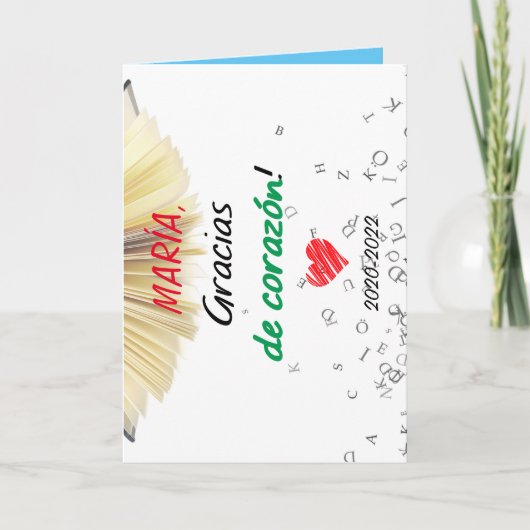 Gracias de corazón. Profes. Thank you. Teachers. カード (正面)