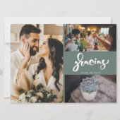 Gracias Photo Collage Green 結婚's Thank You (正面)