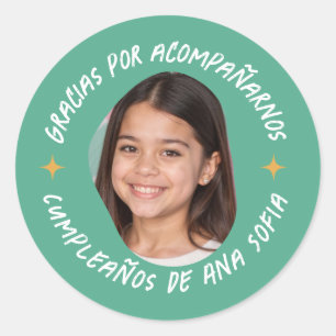 Gracias por acompainnos cumpleanos con foto ラウンドシール