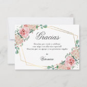 GRACIAS por venirピンクスペインのクインセアニラ サンキューカード (正面)