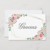 GRACIAS por venirピンクスペインのクインセアニラ サンキューカード (正面)