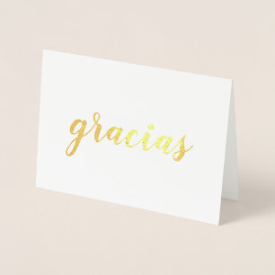 Gracias Thank スペインの You Brushstrokeスクリプト金ゴールド 箔カード