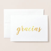 Gracias Thank スペインの You Brushstrokeスクリプト金ゴールド 箔カード (封筒付き正面)
