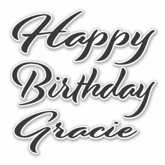 Gracie Name Vorname black Sticker Geburtstag シール (正面)