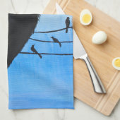 Grackleオースティンテキサス州の鳥の自然の野性生物の絵画 キッチンタオル (四つ折り)