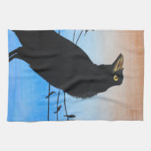 Grackleオースティンテキサス州の鳥の自然の野性生物の絵画 キッチンタオル (横)