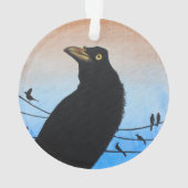 Grackleオースティンテキサス州の鳥の鳥類の野性生物の絵画 オーナメント (裏面)