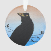 Grackleオースティンテキサス州の鳥の鳥類の野性生物の絵画 オーナメント (正面)