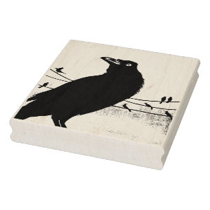 Grackleオースティンテキサス州の黒い鳥の野性生物の絵画 ラバースタンプ