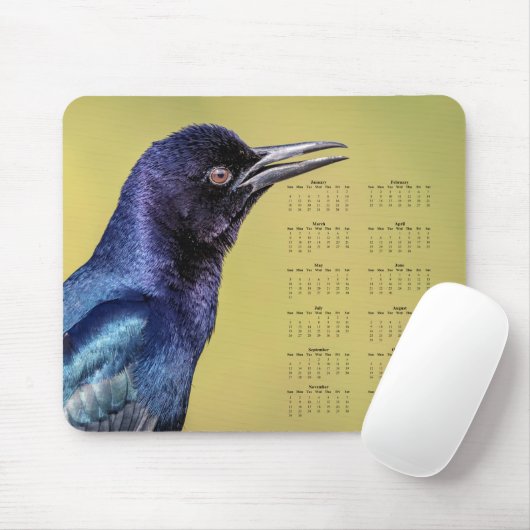 Grackle - Customizable full year 2026 calendar マウスパッド (マウス)