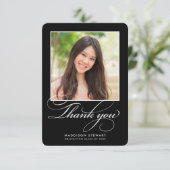 GRADありがとうシックな写真シンプルの書道ブラック サンキューカード (スタンド正面)