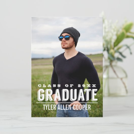 GRADはっきりしたフォト卒業パーティー発表 招待状 (スタンド正面)