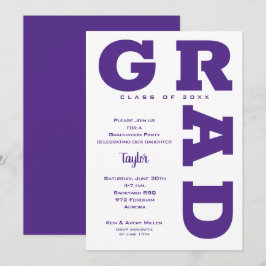 GRADはっきりした Purple and White Gradation 招待状