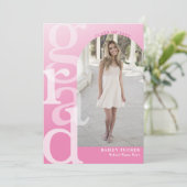 GRADアーチフォトピンクグラデーションの卒業発表 サンキューカード (スタンド正面)