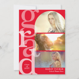 GRADアーチフォトレモダンッド卒業招待状 サンキューカード