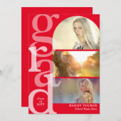 GRADアーチフォトレモダンッド卒業招待状 サンキューカード (正面/裏面)