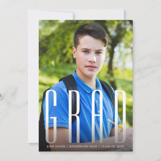 GRADエレガントタイポグラフィ数々の写真卒業 招待状 (正面)