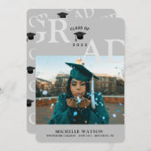 GRADクラスのカスタム写真のモダン卒業 案内状 (正面/裏面)