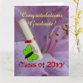 Gradクラスパーソナライファンシーズ名フローラバタフライ カード (黄色い花)