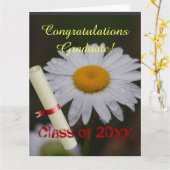 Gradクラスファンシーのパーソナライズ名フローラデイジー カード (黄色い花)