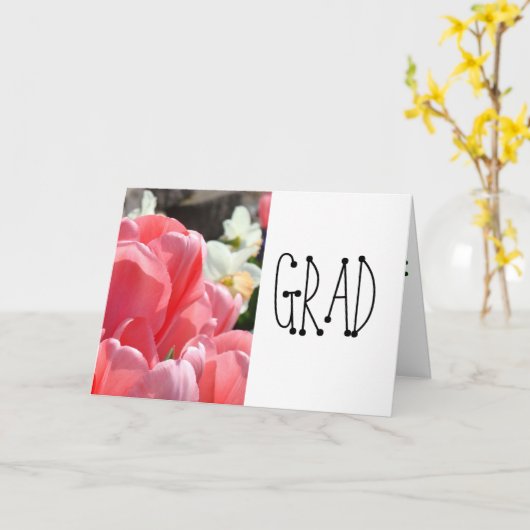 GRADグリーティングカードおめでとうピンクチューリップ カード (黄色い花)