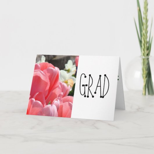 GRADグリーティングカードおめでとうピンクチューリップ カード (正面)