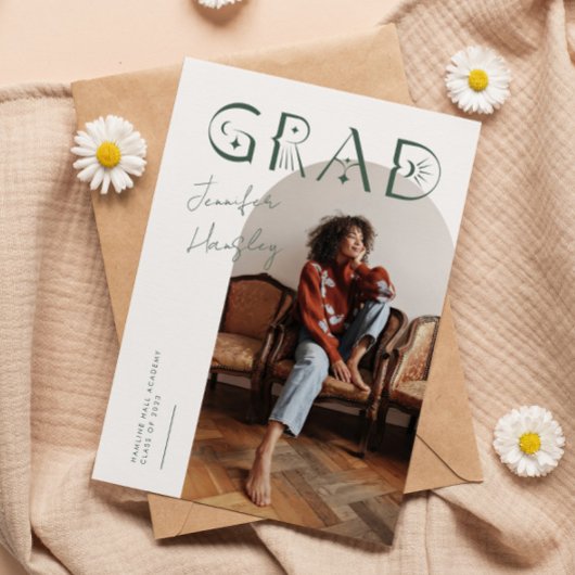 GRADグリーンアーチ神秘的な卒業発表 サンキューカード