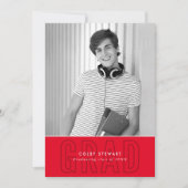 GRADシックモダンフォトアウトラインオーバーレイ赤 招待状 (正面)