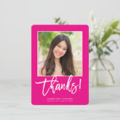 GRADシック感謝してい写真写真シンプル書道ホットピンク サンキューカード (スタンド正面)