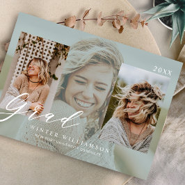 GradスクリプモダントグリーンオーバーレイGrad 3枚の写真 招待状