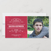 GRADスタイリッシュフォトカードモダン大学院カードレッド 案内状 (正面)