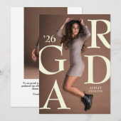 GRADタイポグラフィカスタム写真卒業 案内状 (正面/裏面)